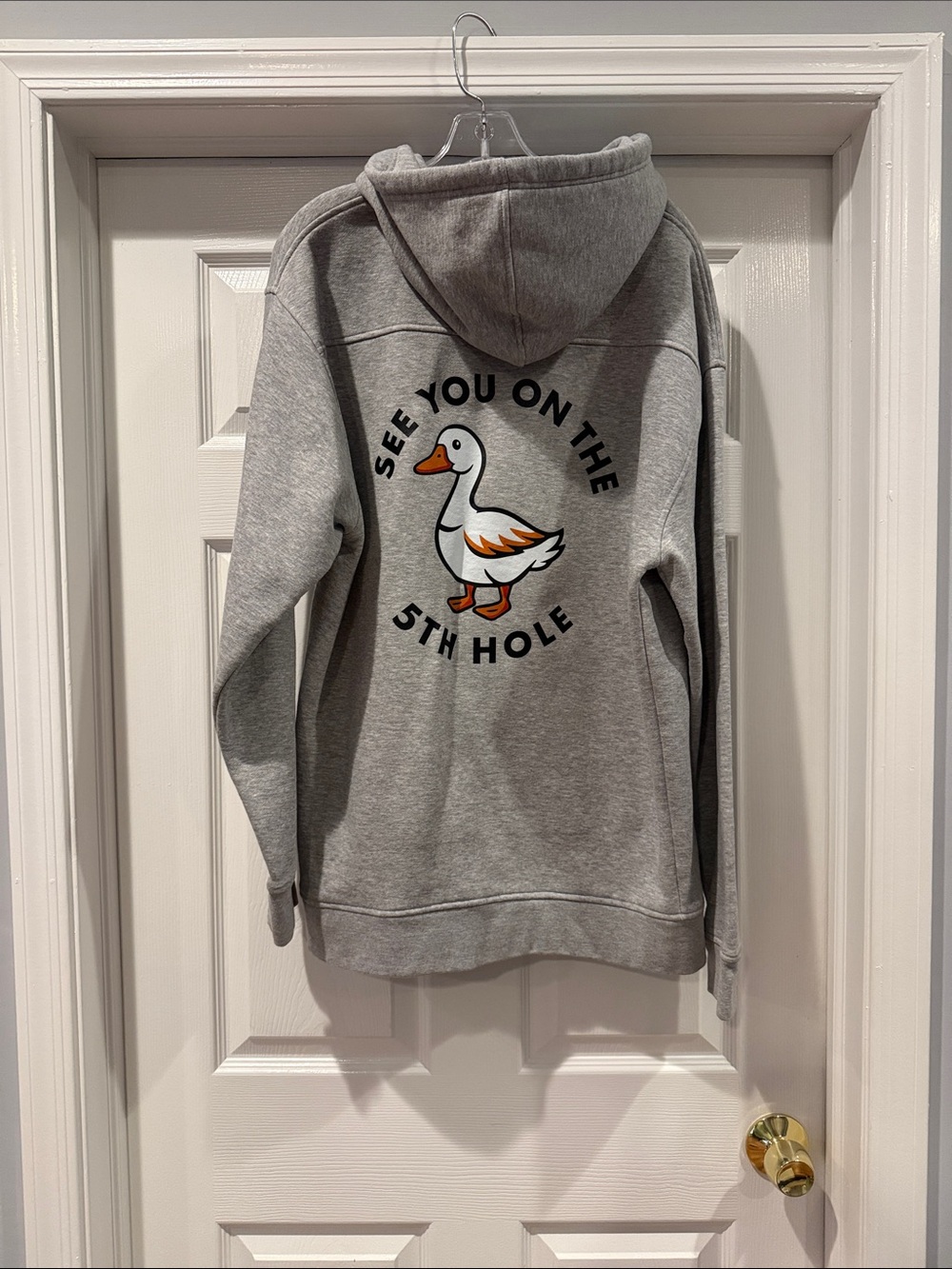Men's Gray Zip-Up Hoodie with Duck Graphic